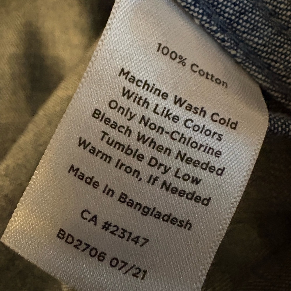 Talbots Denim Popover Top with Rhinestone Buttons - Picture 3 of 5